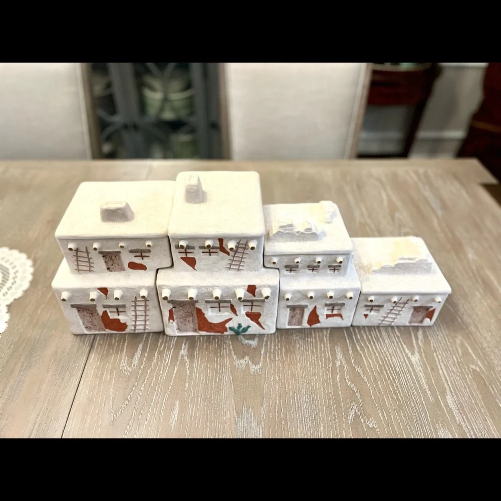 Southwestern Adobe village houses canister set/cookie jar Native American Pueblo - Picture 5 of 9